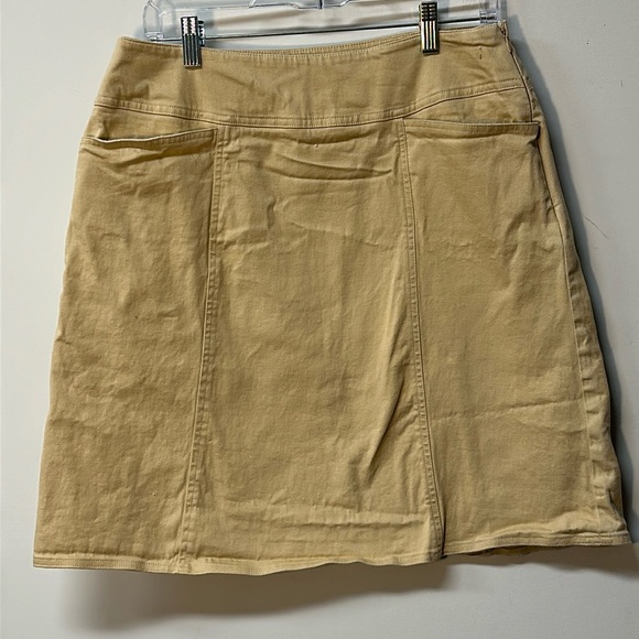 Chaus Skirt Beige Khaki Side Zip Knee Length Stretch vintage 12 cotton spandex - Picture 1 of 7